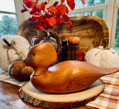 Duck decoy vintage wood carved Duck decoy office decor like house decor gift Duck decor hand carved duck decoy, wooden duck decoy, glass eyes duck, rustic duck sculpture mallard decoy, natural wood duck, folk art bird, 14 inch duck decoy, cabin decor, farmhouse fall decor, wooden waterfowl, hunting decor, carved bird figurine, autumn centerpiece, primitive wood duck  hand carved duck decoy, wooThebrokenbirdcompany farmhouse birthday gift vintage gift vintage Duck statue