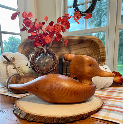 Duck decoy vintage wood carved Duck decoy office decor like house decor gift Duck decor hand carved duck decoy, wooden duck decoy, glass eyes duck, rustic duck sculpture mallard decoy, natural wood duck, folk art bird, 14 inch duck decoy, cabin decor, farmhouse fall decor, wooden waterfowl, hunting decor, carved bird figurine, autumn centerpiece, primitive wood duck  hand carved duck decoy, wooThebrokenbirdcompany farmhouse birthday gift vintage gift vintage Duck statue
