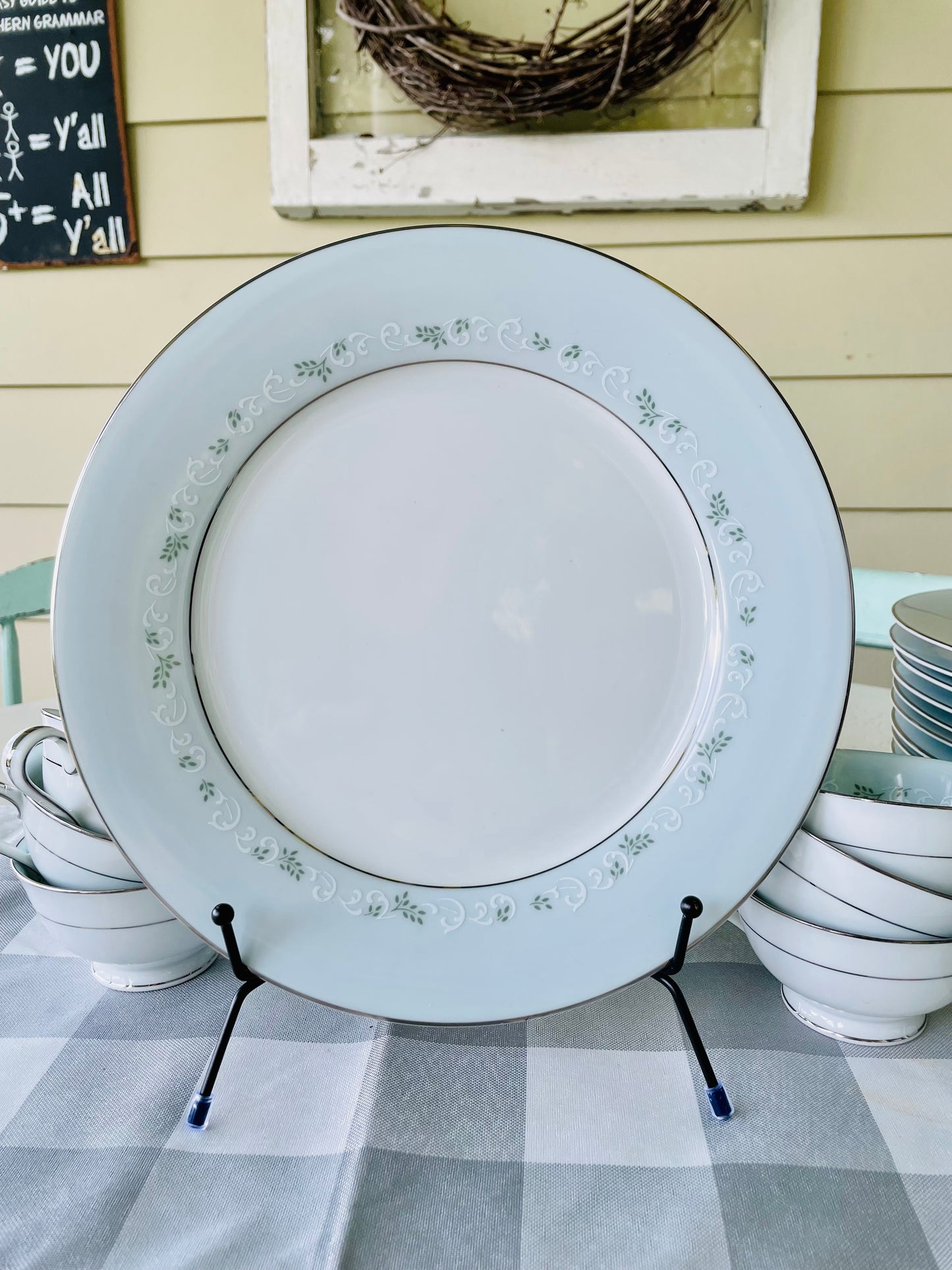 Vintage Noritake China Martha Pattern #6344 95 Piece China Dining Set with Platinum Rim