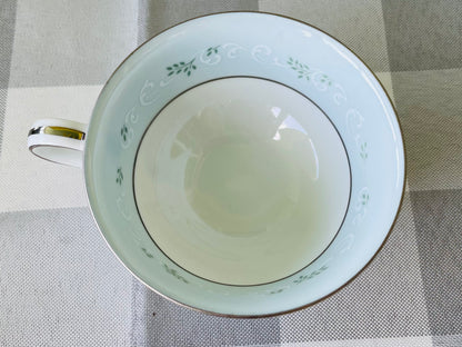 Noritake's discontinued Martha #6344 pattern, produced from 1962-1968, a military-exclusive treasure hand-painted for American families abroad, now ready to steal the show at your next porch supper or holiday feast. Includes 95 pieces (listed below) adored with baby blue trim, white filigree designs mixed with green leafy accents, topped off with a beautiful platinum rim