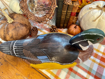 Vintage Wooden Duck Decoy Male Wood Duck Country Themed Home Decor Office Decor