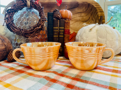 Antique 1950s Fire King Peach Lusterware Tea Set