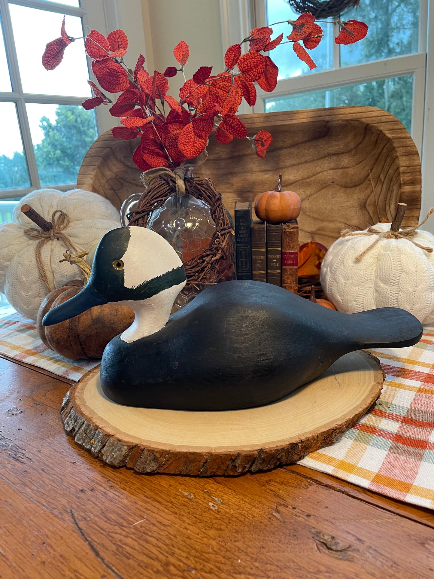 Vintage Common Goldeneye Duck Decoy Country Themed Home Decor Black and White Duck Hand Carved Duck Decoy