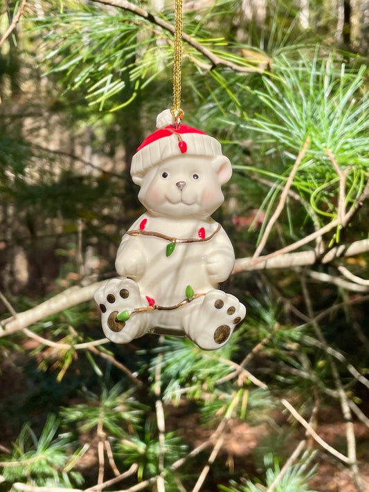 vintage tangled christmas bear 1999 lenox christmas ornament christmas decor white bear home decor christmas tree ornament thebrokenbirdcompany free shipping lenox bear discontinued christmas decor lenox america holiday gift  