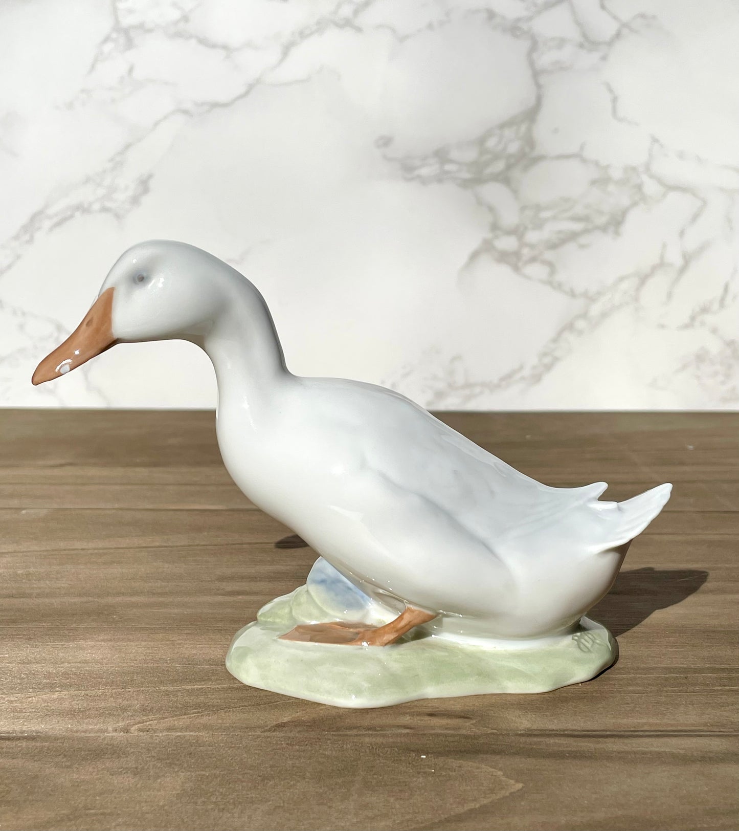1936 Royal Copenhagen drake duck walking on green grass figurine 1192 PE RA embossed on base 1936 production olaf matheisen designed RC figurine Duck lovers gift housewarming gift thebrokenbirdcompany free shipping glossy porcelain rare royal copenhagen ducks signed statue duck statue lake house decor gift for her christmas gift 