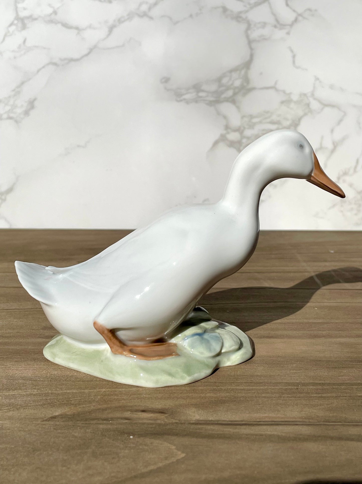 1936 Royal Copenhagen drake duck walking on green grass figurine 1192 PE RA embossed on base 1936 production olaf matheisen designed RC figurine Duck lovers gift housewarming gift thebrokenbirdcompany free shipping glossy porcelain rare royal copenhagen ducks signed statue duck statue lake house decor gift for her christmas gift 