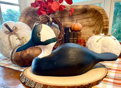 Vintage Common Goldeneye Duck Decoy Country Themed Home Decor Black and White Duck Hand Carved Duck Decoy
