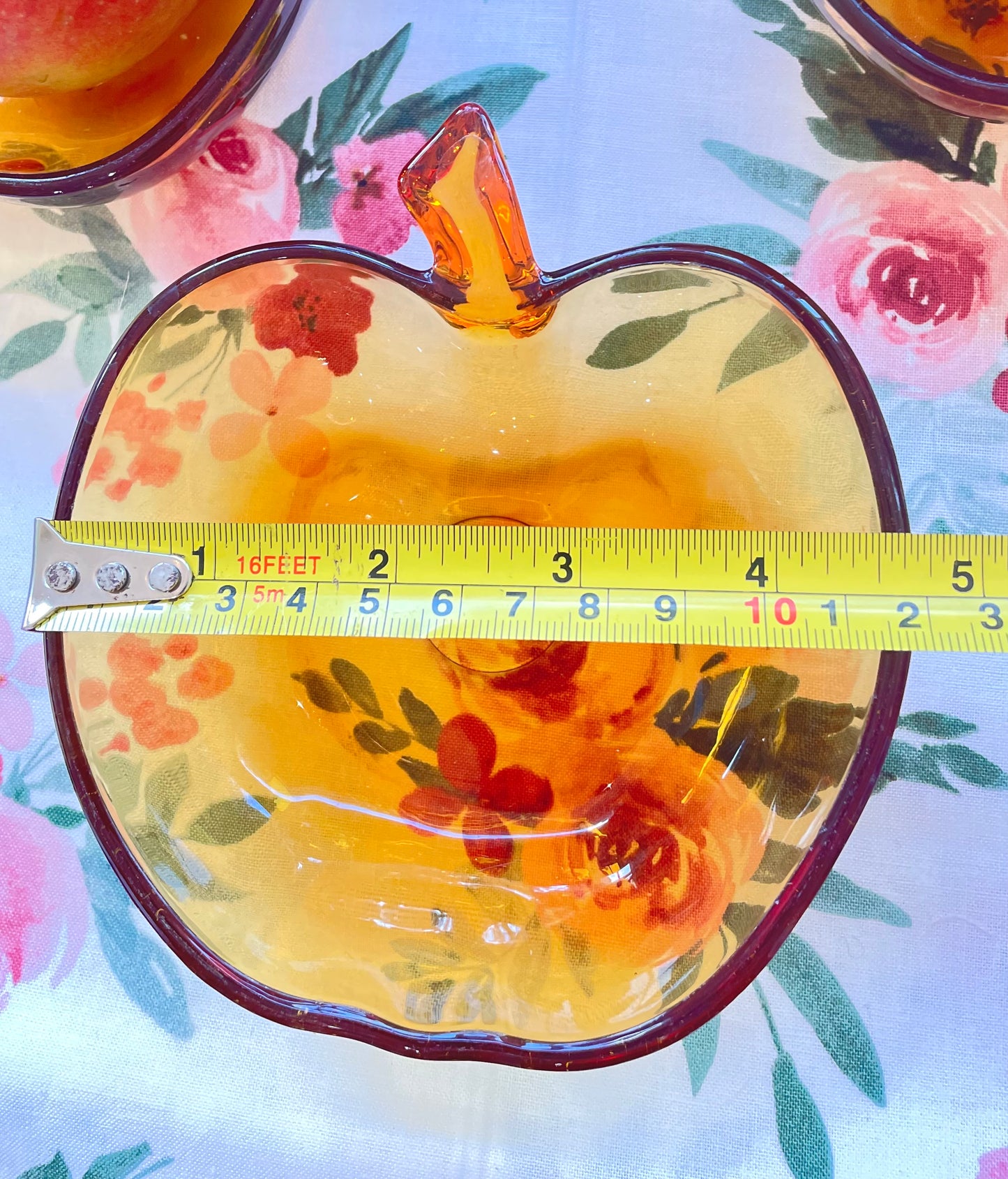 Vintage Orchard Amber Glass Apple Shaped Dessert Bowls Colored Glass Kitchen Ware Amber Bowls Set of 3