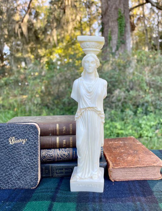 Vintage Greek Mythology Caryatid Kapyatie White Stone Statue