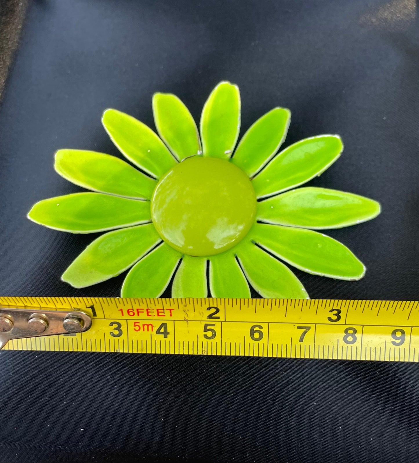 Retro flower power pin lime green flower brooch purse pin 1960s flower pin hippie ware MCM flower pin unique gift for her Thebrokenbirdcompany  3 inch pin