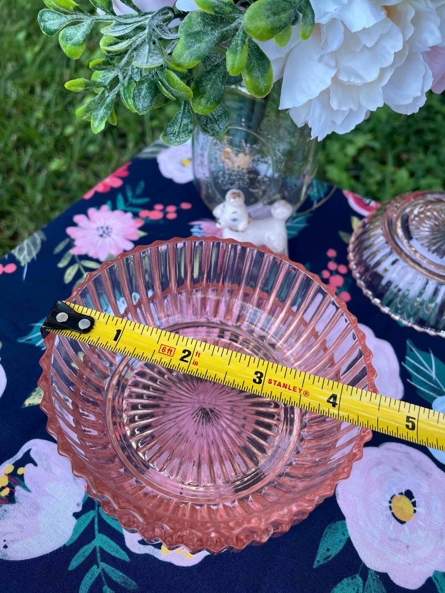 Antique Anchor Hocking Queen Mary Pink Depression Glass Set of 3 Bowls and 2 Nappies