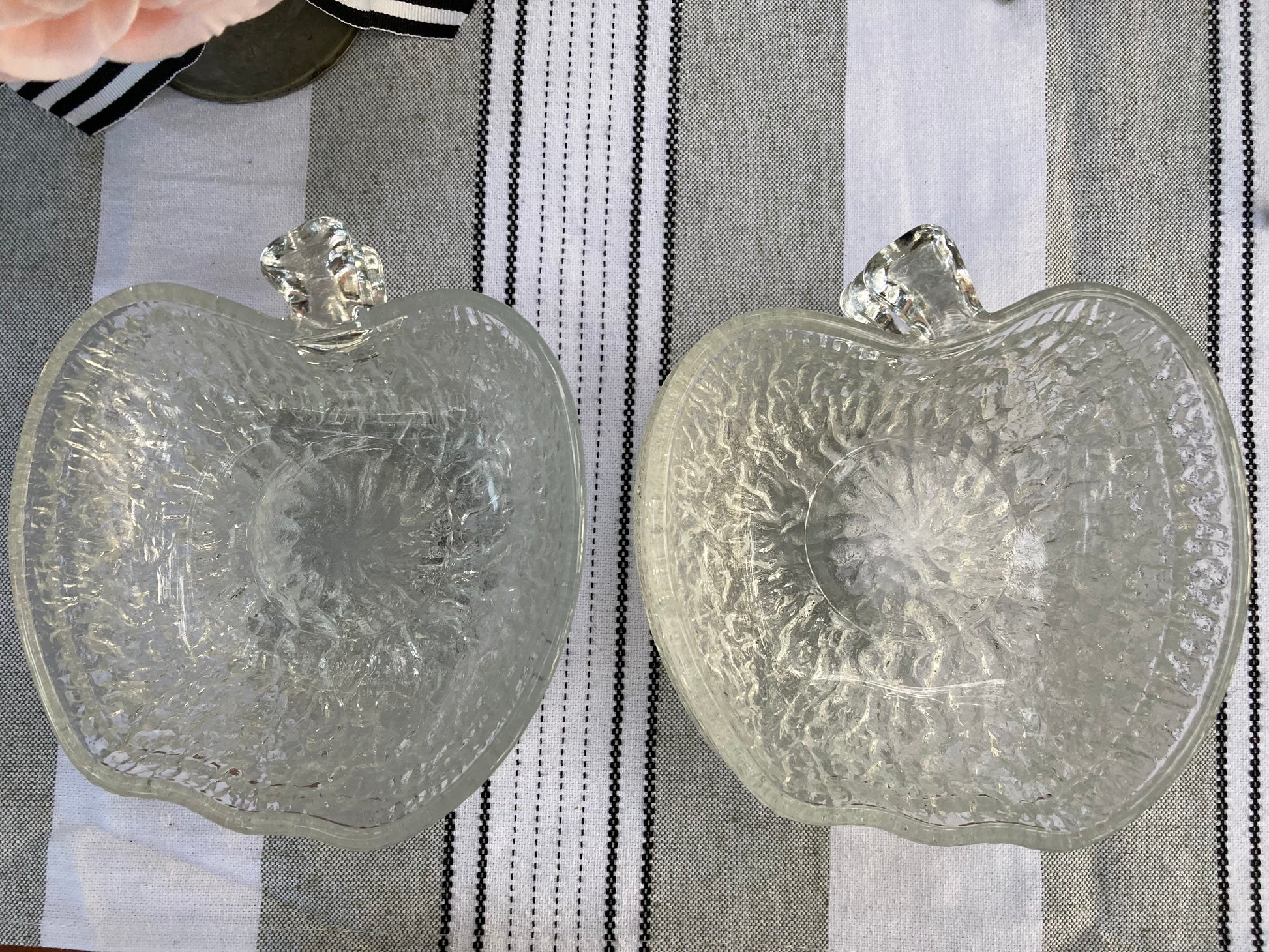 vintage glass apple bowl Italian pressed glass bowl
textured crinkle glass apple dish
mid century modern glassware
retro dessert bowls set
clear glass salad bowls
fruit bowl vintage
bark texture glass apple
covetro style glass
5 inch apple trinket dish
vintage kitchen decor
farmhouse tableware
set of 5 glass bowls vintage italian apple shaped dessert bowls 1970s Thebrokenbirdcompany 