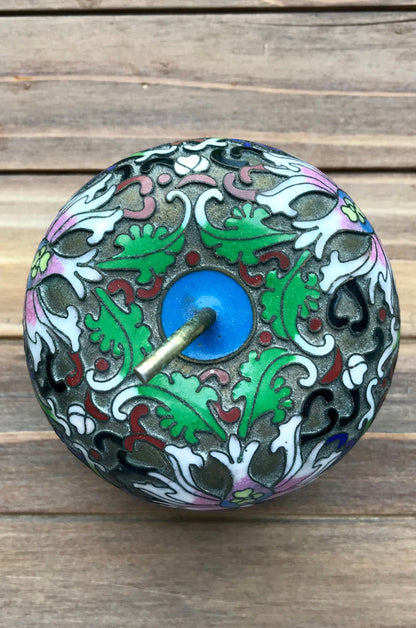 cloisonne trinket box, vintage cloisonne, apple shaped trinket box, chinese enamel box, floral cloisonne decor, gilded brass apple box, antique style trinket holder, enamel jewelry box, oriental apple container, collectible cloisonne apple, mid century chinese export, colorful enamel keepsake box, brass and enamel decor, asian vintage trinket, pink floral apple box Cloisonné Apple trinket box brass mid century modern