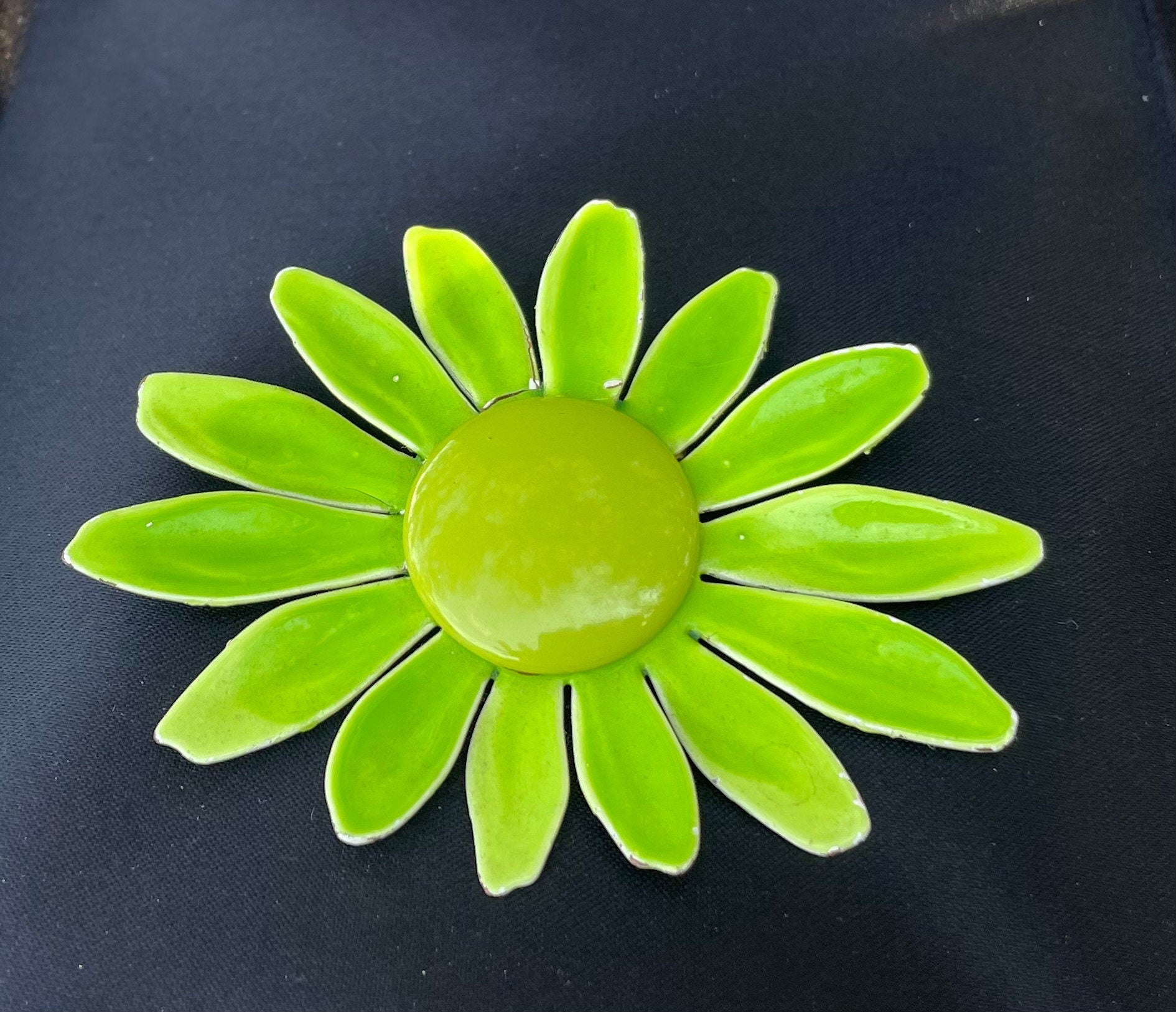 Retro flower power pin lime green flower brooch purse pin 1960s flower pin hippie ware MCM flower pin unique gift for her Thebrokenbirdcompany 