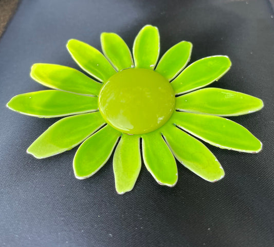 Retro flower power pin lime green flower brooch purse pin 1960s flower pin hippie ware MCM flower pin unique gift for her Thebrokenbirdcompany 