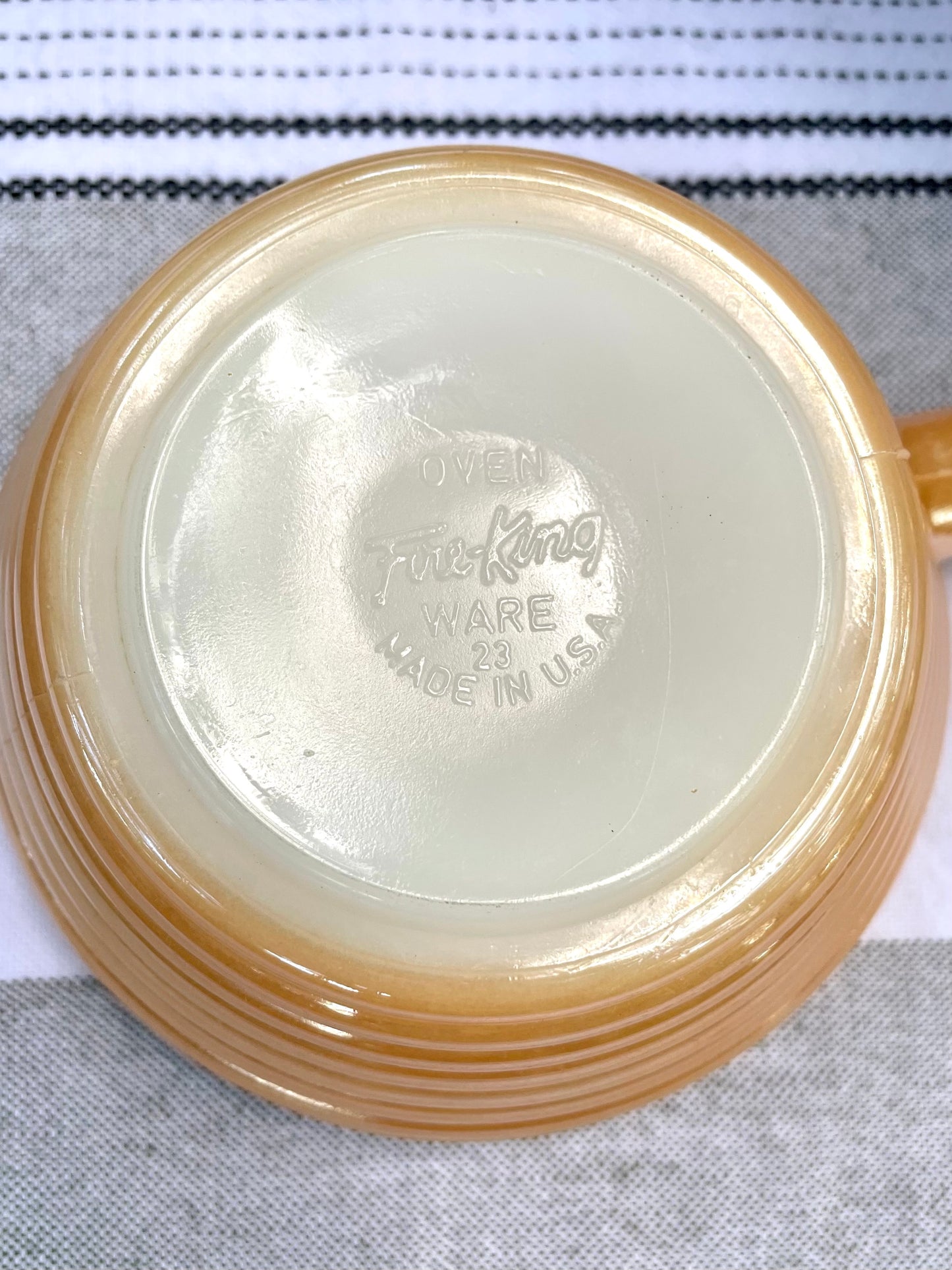 Vintage Peach Lusterware Fire King 23 Opalescent Glass Bowls with Handles