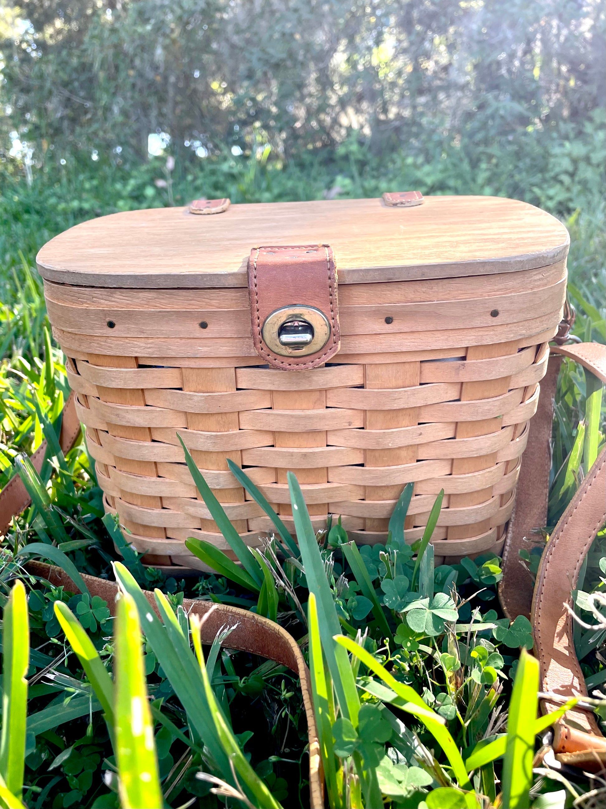 Vintage Longaberger Picnic Basket Purse with Leather Strap – The Broken  Bird Company