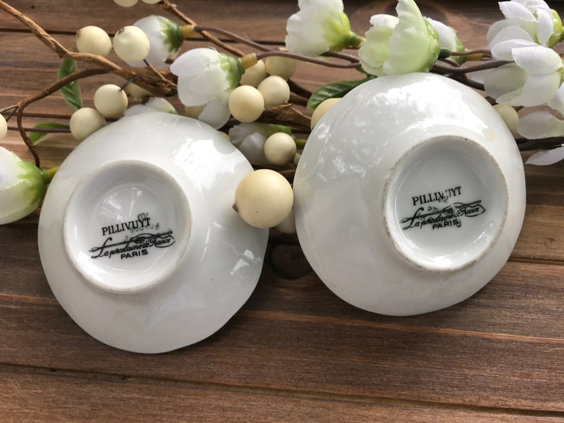 antique pilivuyt france porcelain bonbon dish 1900s gift for her antique porcelain, Pillivuyt France, antique French dish, floral bouquet design, gold accents, scalloped rim, collectible china, early 20th century, hand-painted flowers, decorative tray, bonbon dish, jewelry holder, tea accessory, Rococo style, Paris export, Mehun-sur-Yèvre pottery, luxury tableware, heirloom piece, blue swirl interior gift for her thebrokenbirdcompany free shipping