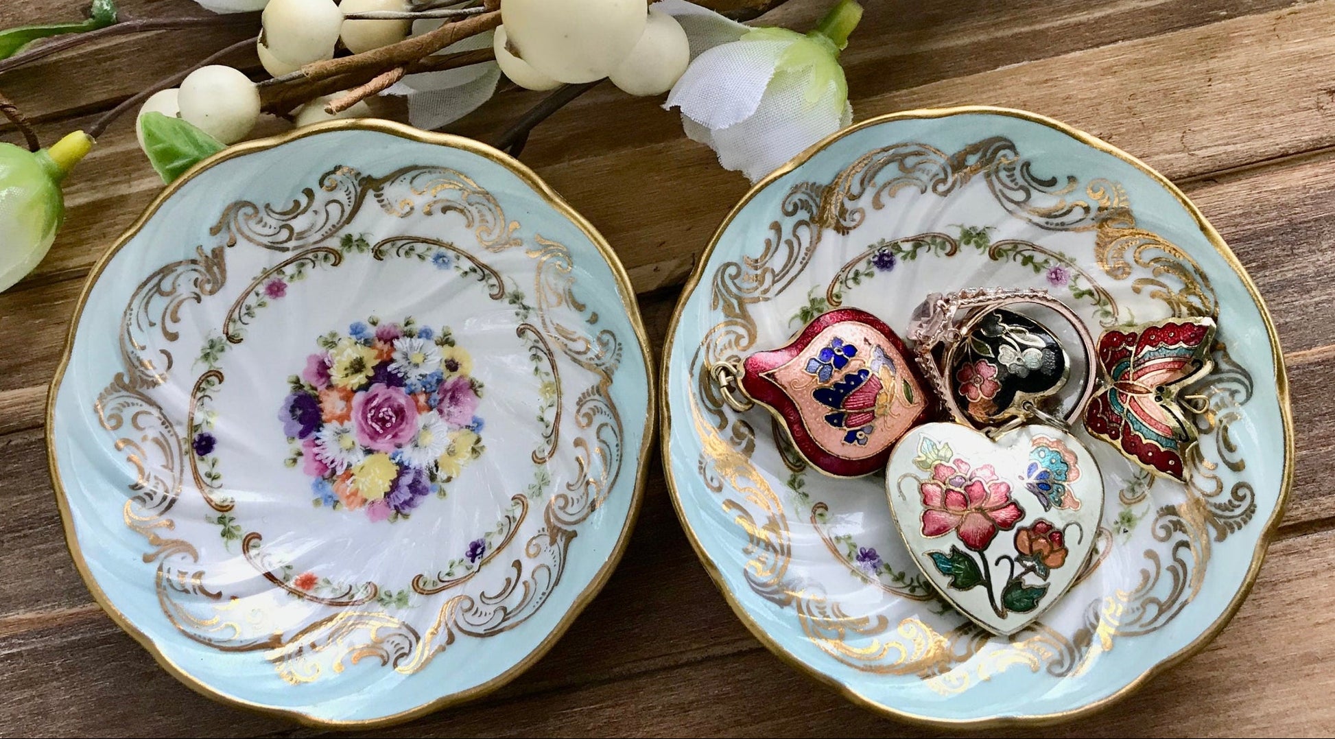 antique pilivuyt france porcelain bonbon dish 1900s gift for her antique porcelain, Pillivuyt France, antique French dish, floral bouquet design, gold accents, scalloped rim, collectible china, early 20th century, hand-painted flowers, decorative tray, bonbon dish, jewelry holder, tea accessory, Rococo style, Paris export, Mehun-sur-Yèvre pottery, luxury tableware, heirloom piece, blue swirl interior gift for her thebrokenbirdcompany free shipping