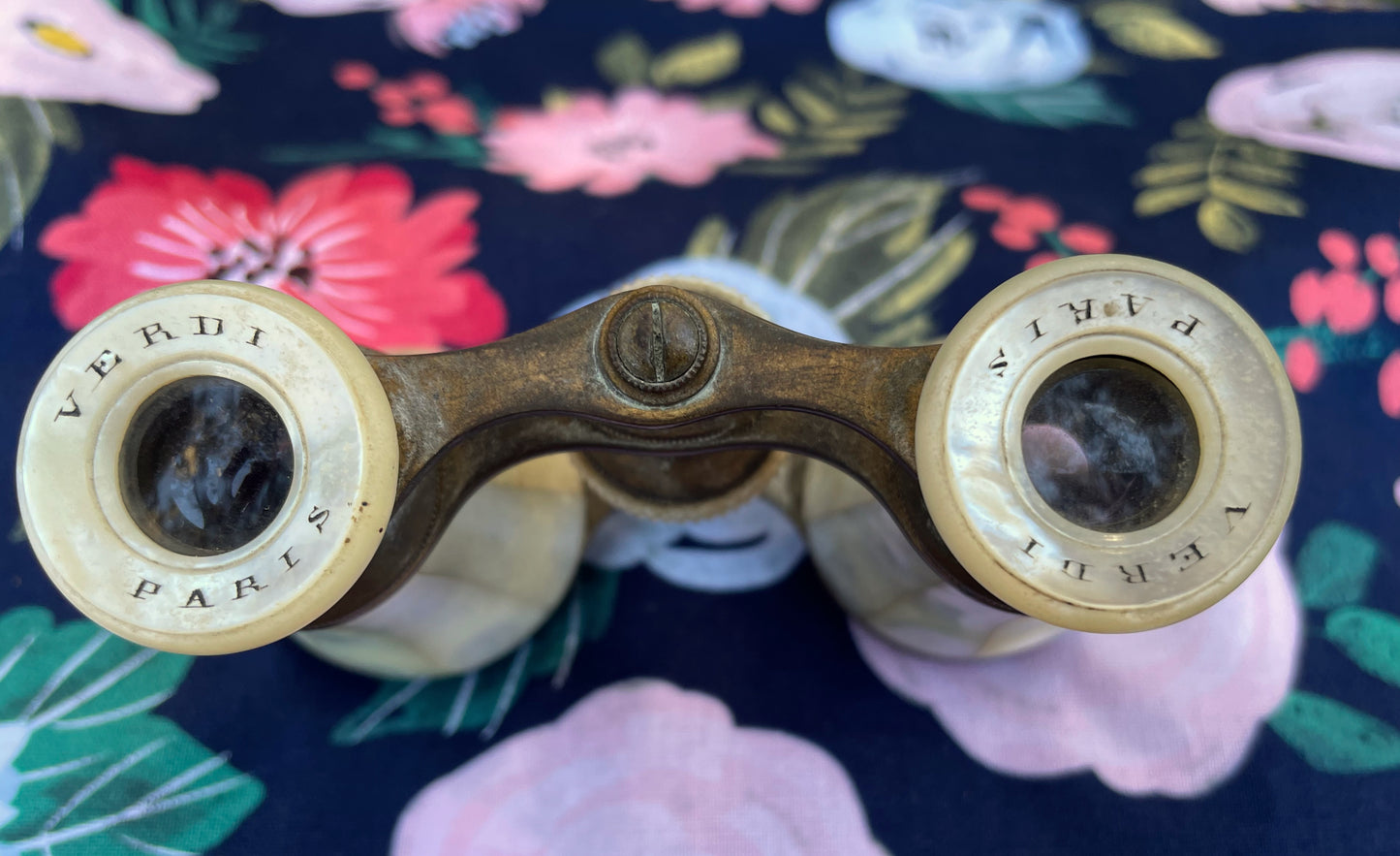 Vintage Verei Mother Of Pearl French Opera Binocular Viewing Glasses