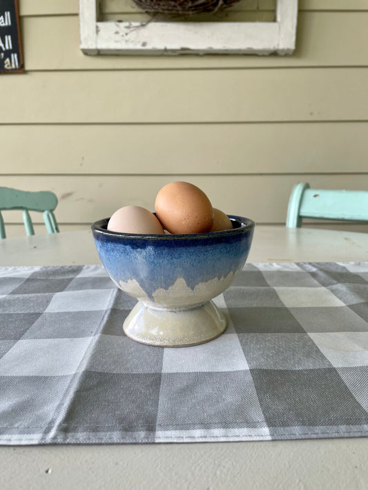 Vintage Salt Crock Salt Glazed Pigeon River Pottery Ombre Pedestal Bowl Thebrokenbirdcompany
kitchenware birthday gift blue ombré glazed stone salt crock blue Tennessee made egg holder pedestal bowl