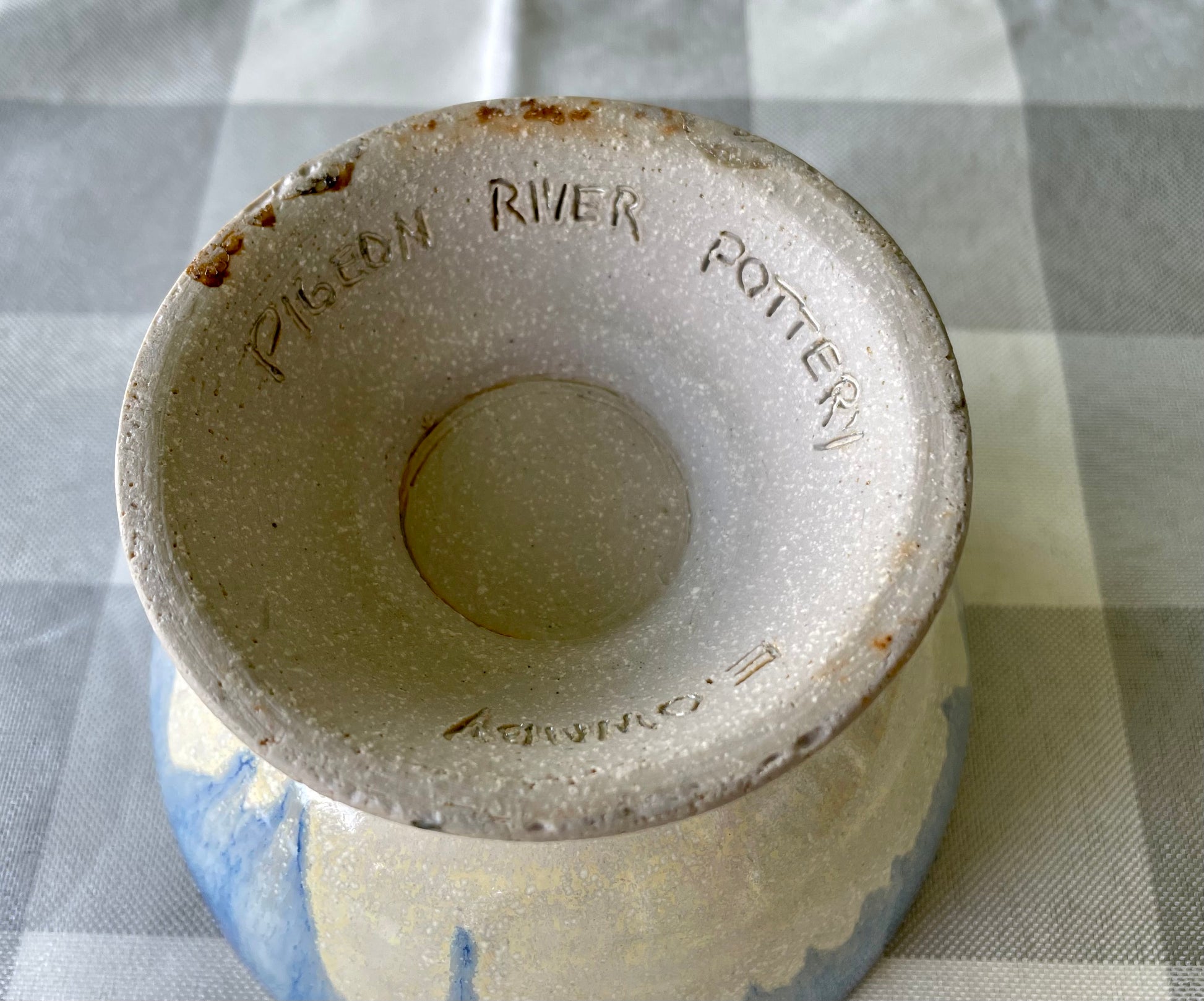 Vintage Salt Crock Salt Glazed Pigeon River Pottery Ombre Pedestal Bowl Thebrokenbirdcompany
kitchenware birthday gift blue ombré glazed stone salt crock blue Tennessee made egg holder pedestal bowl