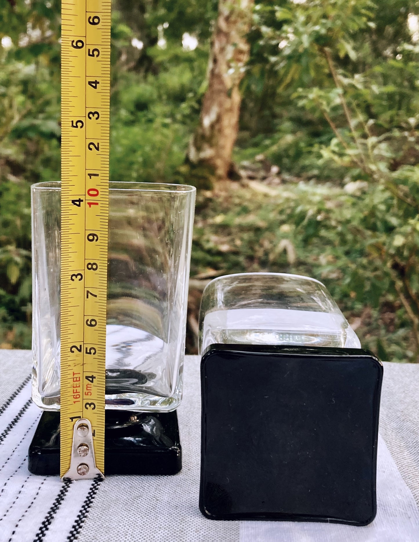 Vintage French Cristal D'arques Black Square Base Shot Glasses
