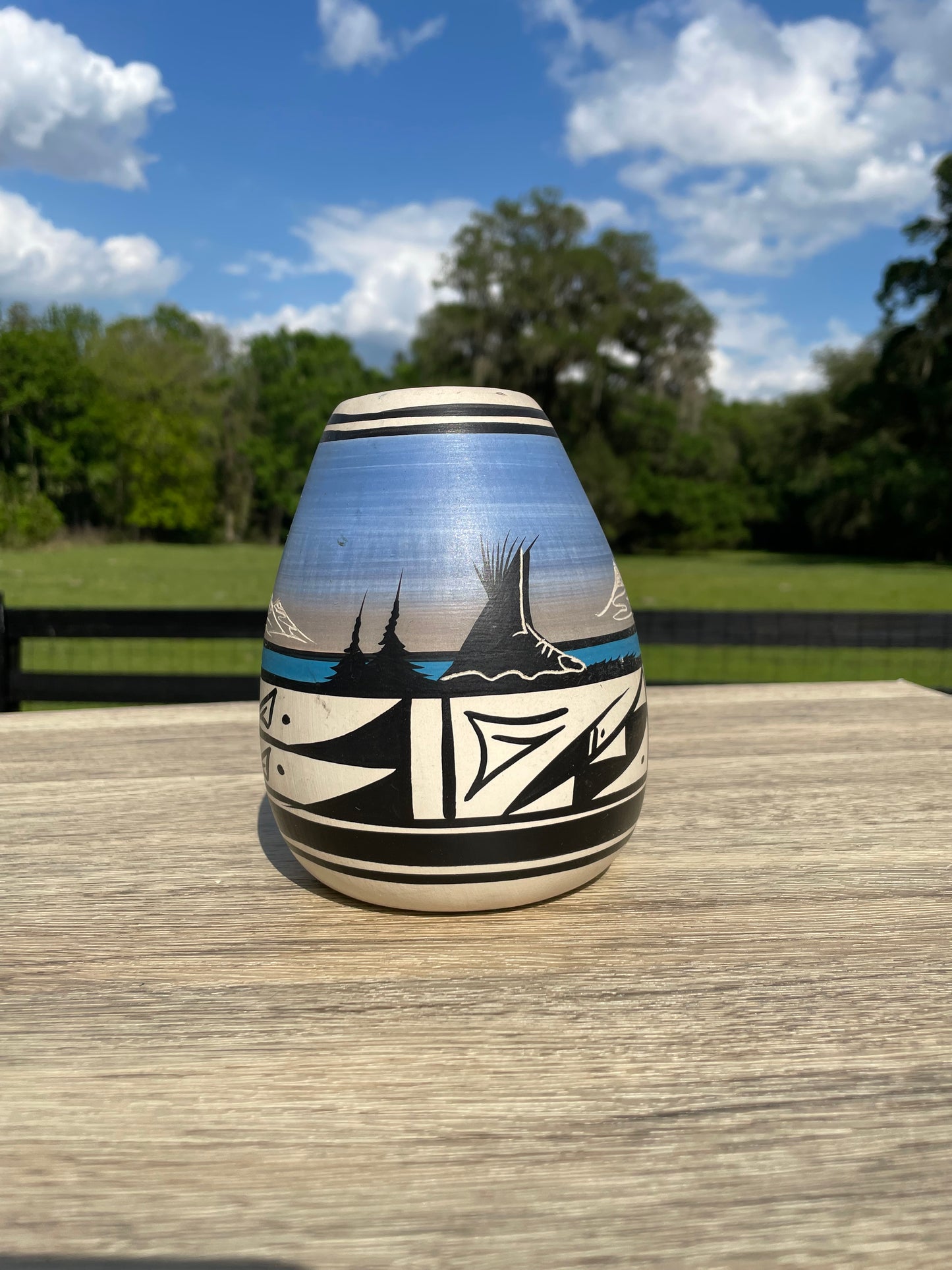 Vintage Hand Painted Native American Pottery Vase